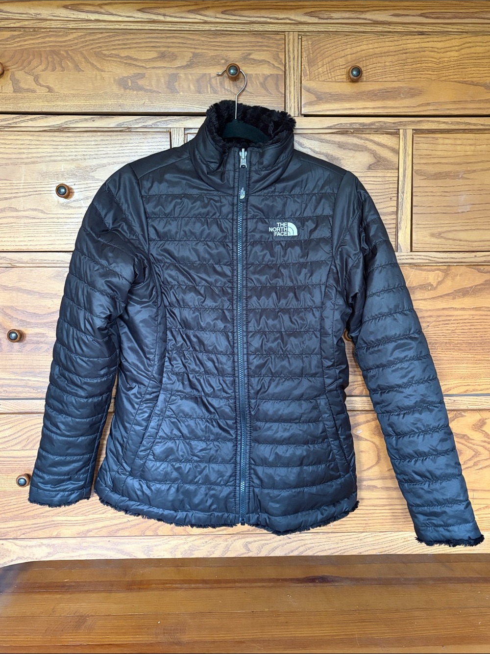 The North Face Girl’s Black Quilted Puffer Reversible Jacket